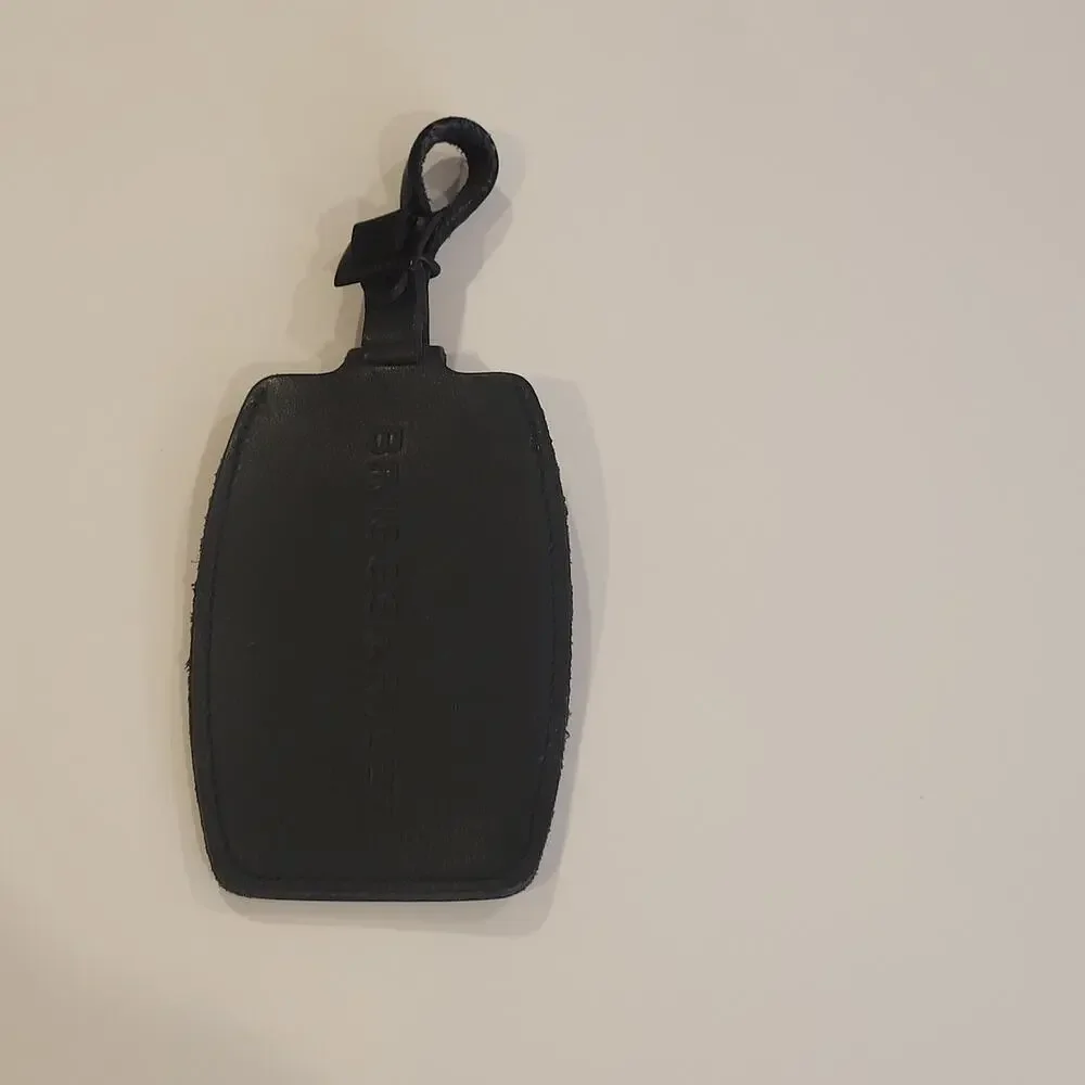 Briggs & Riley Luggage Tag Black Leather ID Tag Bag Size 4.5